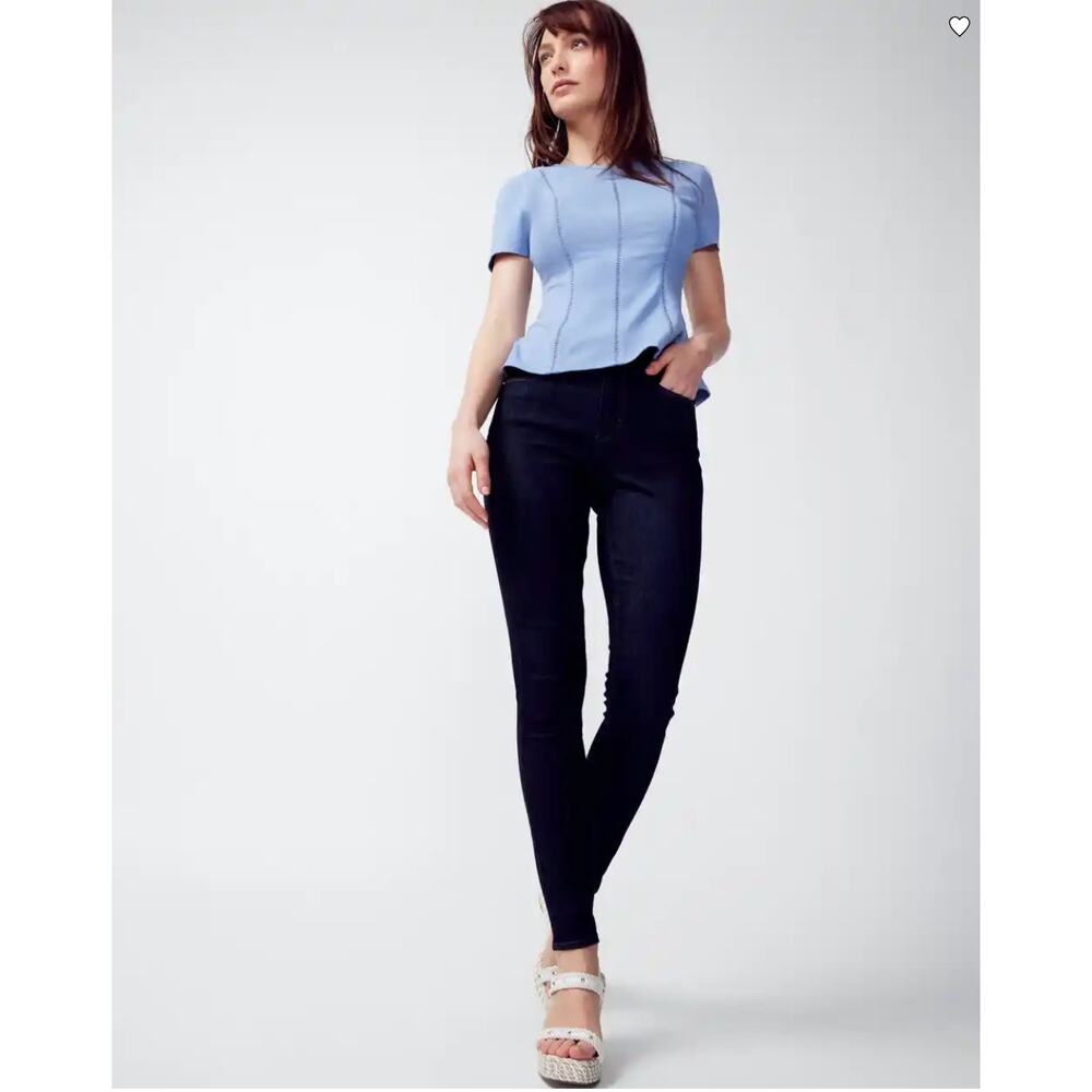 WHBM High-Rise Dark Rinse Sculpt Skinny Ankle Jeans Size 0 Short NWOT👖✨👖 - Picture 2 of 16